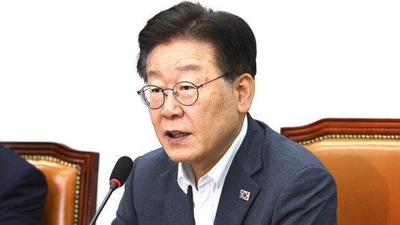 共に民主党の李在明代表。キム・ヒョンドン記者