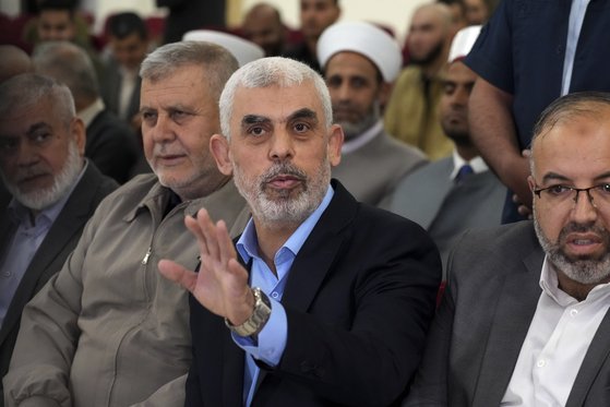 パレスチナのイスラム組織ハマスのガザ地区指導者ヤヒヤ・シンワル。［写真　ＡＰ＝聯合ニュース］