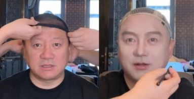 Ｔｕｚｉが５０代のコメディ俳優をハンサムガイに変身させている。［写真　ＴｉｋＴｏｋキャプチャー