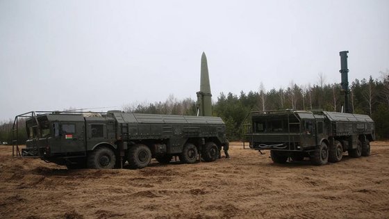 核武器運搬手段として言及されたことがあるイスカンデル・ミサイル。［写真　ベラルーシ国防部］