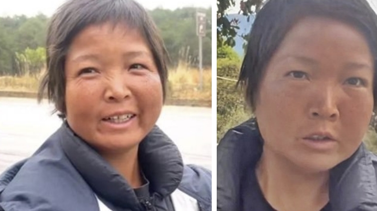 長距離徒歩旅行後におばあさんのような容貌に変化した２０代の中国女性シャシャさん。［写真　Ｘ］