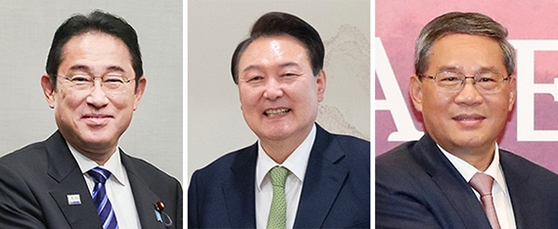 左から岸田文雄首相、尹錫悦大統領、李強首相。
