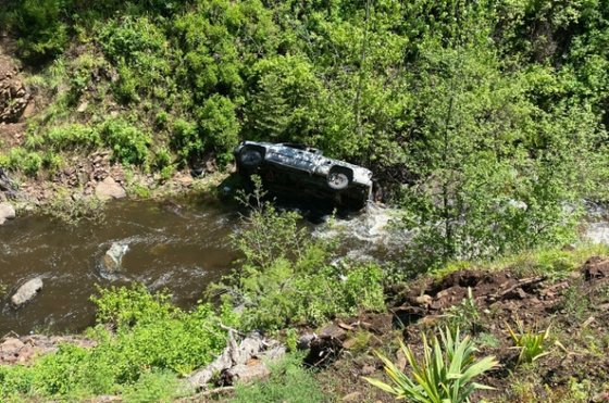 米国オレゴン州のある渓谷で車の転落事故が起きると、一緒に乗っていたペットが６キロ以上駆けつけ、家族に事故を知らせた。［写真　ベーカーシティ保安官事務所］