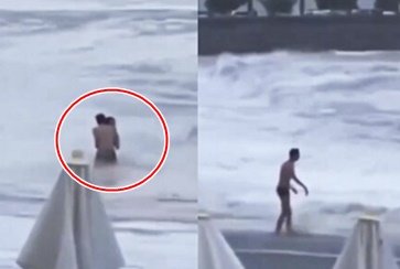 悪天候の海で波に流されて消えた女性［ｘ　キャプチャー］