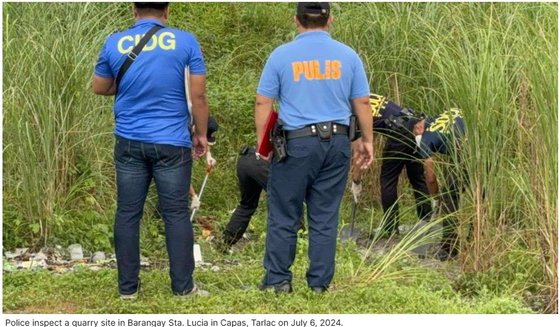 行方不明になったイスラエル人の遺体を探すフィリピン警察［ＡＢＳ－ＣＢＮニュースのホームページ　キャプチャー＝聯合ニュース］