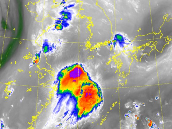 衛星「千里眼２Ａ号」の雨雲レーダーの映像。［韓国　気象庁］