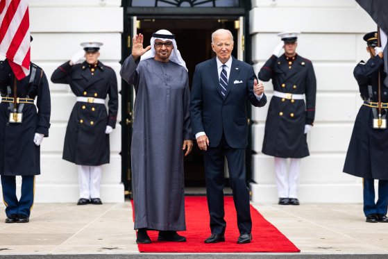  バイデン米大統領に会ったＵＡＥ大統領。［写真　ＥＰＡ＝聯合ニュース］