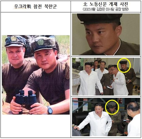 韓国国家情報院がウクライナ情報機関から入手したウクライナ戦線で撮影された写真に北朝鮮兵と推定される人物が昨年８月に金正恩氏に随行した北朝鮮のミサイル技術者と確認されたと明らかにした。［写真　韓国国家情報院］