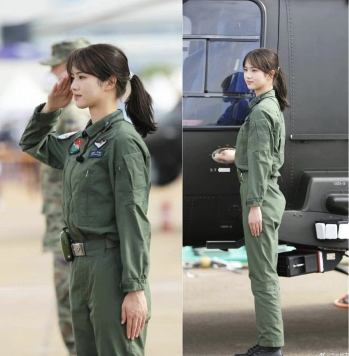 「女優ソン・ヘギョ似」で有名な中国軍ヘリパイロット［写真　微博］  ​