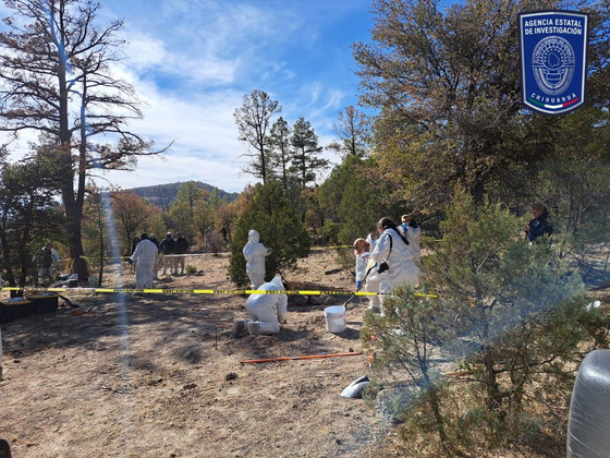   メキシコ・チワワ州の埋葬地の捜索現場［写真　チワワ州検察庁］