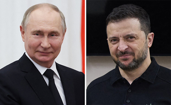 プーチン大統領（左）、ゼレンスキー大統領（右）