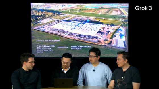 イーロン・マスク氏（右）が設立した人工知能（ＡＩ）企業「ｘＡＩ」が１７日（現地時間）、ｘＡＩの公式ホームページで新しいＡＩチャットボットモデル「グロック（Ｇｒｏｋ）３」のライブ放送を行った。［写真　ｘＡＩ］