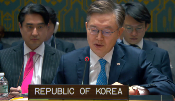 韓国の黄浚局（ファン・ジュングク）国連大使　［国連ウェブＴＶキャプチャー］
