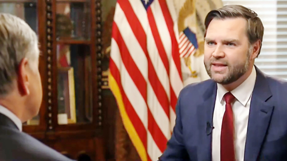   ＦＯＸニュースのインタビューに応じるＪ・Ｄ・バンス米副大統領　［ＦＯＸニュース　キャプチャー］