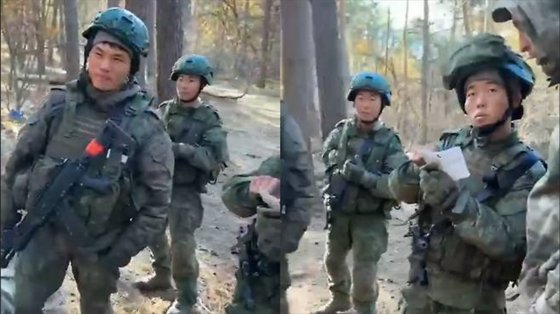昨年１１月、ロシア西部クルスクで戦場投入前に訓練を受けている北朝鮮兵士。以降、北朝鮮軍の死傷者は４０００人余りに達する。［アンドリー・ツァプリエンコ（ウクライナジャーナリスト）テレグラム　キャプチャー］