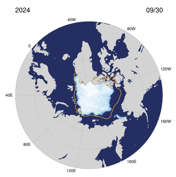 急減する北極の解氷。［中央日報］