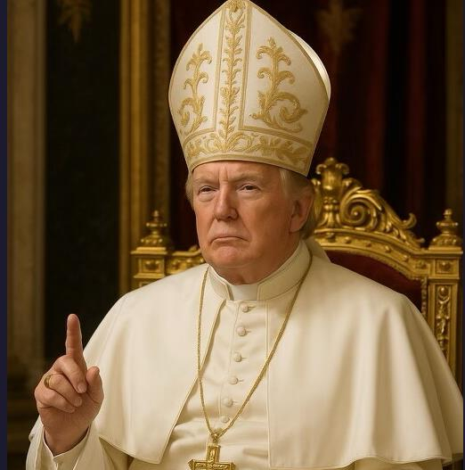   教皇の姿のように合成されたトランプ大統領のイメージ　［トランプ大統領のトゥルース・ソーシャル　キャプチャー］