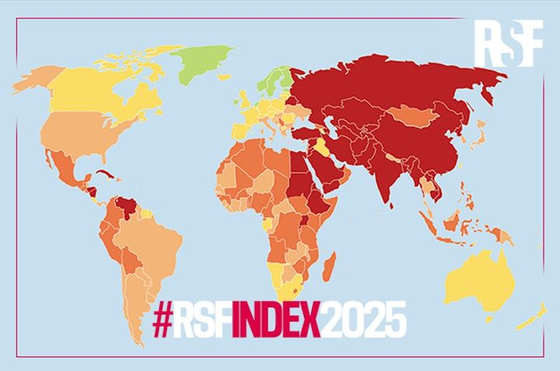 国境なき記者団（ＲＳＦ）が２日（現地時間）に発刊した報告書「２０２５世界報道自由度ランキング」。［公式サイト　キャプチャー］