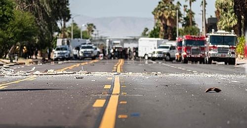 カリフォルニア州不妊クリニックセンターの車両爆発のがれき。［写真　ＡＦＰ＝聯合ニュース］