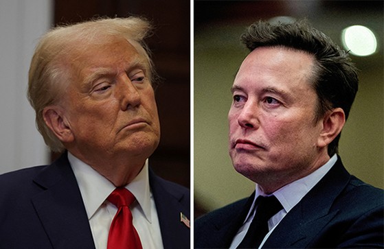 米国のドナルド・トランプ大統領（左）、テスラ（Ｔｅｓｌａ）のイーロン・マスクＣＥＯ。［写真　ＡＰ＝聯合ニュース］