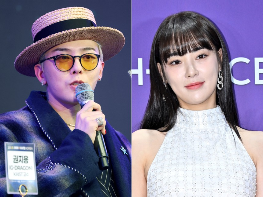 ＢＩＧＢＡＮＧ（ビッグバン）のＧ－ＤＲＡＧＯＮ（ジードラゴン）（左）と女優のイ・ジュヨン。［写真　ニュース１］