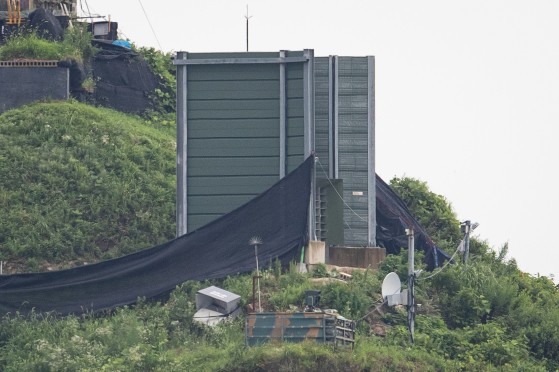 京畿道坡州市の境界地域の韓国側哨所に設置された対北朝鮮拡声器。［写真　ニュース１］