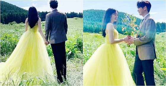 ​キム・ヨナとコ・ウリムの結婚招待状の中の写真（左）と２２日、コ・ウリムが公開した写真。［写真　ＪＴＢＣ、コ・ウリムのインスタグラム］  ​