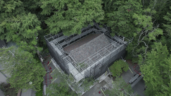 日本で観月堂の解体作業中の様子。［写真　国家遺産庁］