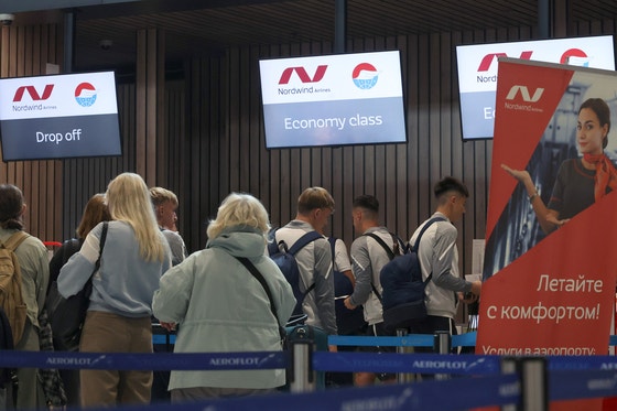 ロシアのノードウインド航空のチェックインカウンター。［写真　ＥＰＡ＝聯合ニュース］