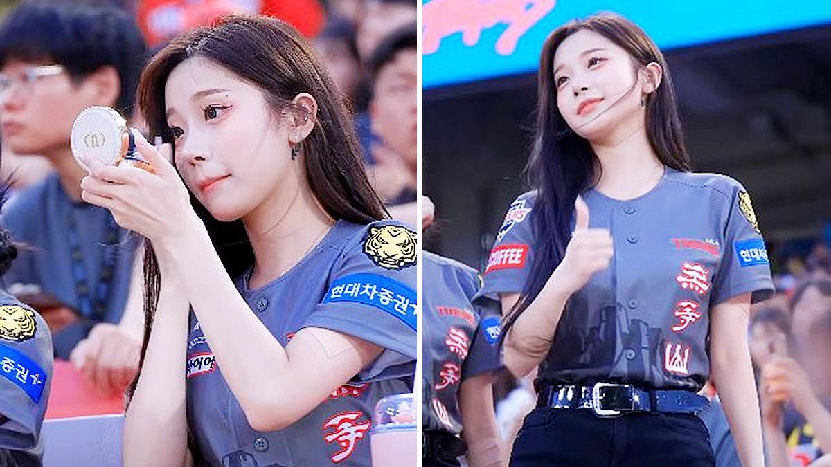 別名「ピッキピッキダンス」を踊るチアリーダーのイ・ジュウン。［ユーチューブ　キャプチャー］