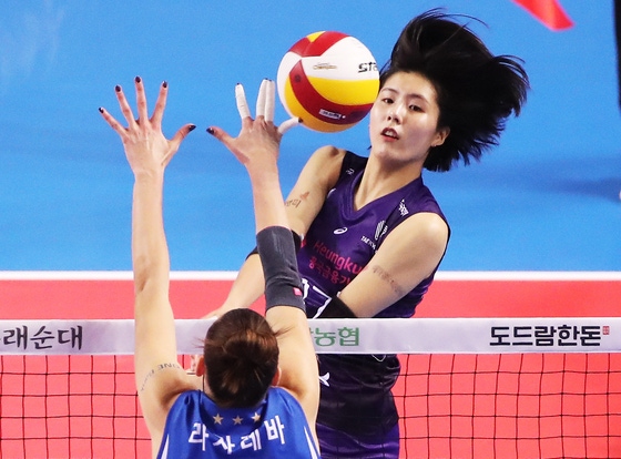 「校内暴力」で国内バレーボール界を離れた元韓国代表イ・ジェヨン（２８）が日本女子バレーボールＳＶリーグで４年ぶりにコートに復帰する。興国生命所属時代のイ・ジェヨン。　［聯合ニュース］