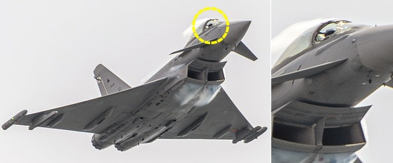 「バードストライク」に遭ったユーロファイター戦闘機が着陸を試みている。［インスタグラム　キャプチャー］