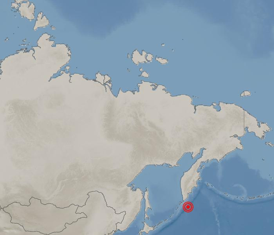 ３１日午後２時２７分１３秒（日本時間）、ロシア・カムチャツカ半島ペトロパブロフスク・カムチャツキーの南３９０キロメートル沖の海域でマグニチュード（Ｍ）６．２の地震が発生した。［写真　韓国気象庁］