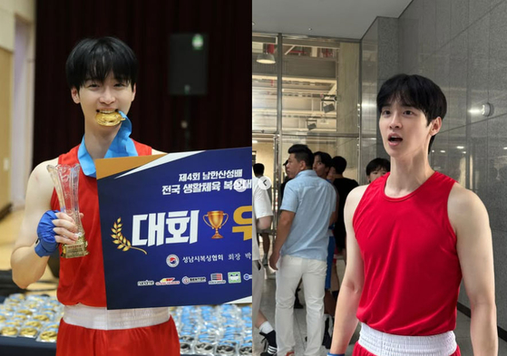 今月２日、全国生活体育ボクシング大会に出場し、１勝を挙げて最優秀選手に選ばれた俳優チャン・ドンユン。［チャン・ドンユンのインスタグラム　キャプチャー］