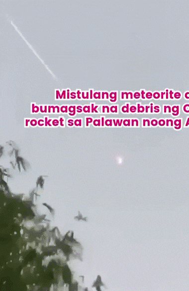 フィリピンのパラワン上空に落ちる中国のロケットの破片。［動画　ＳＮＳ］