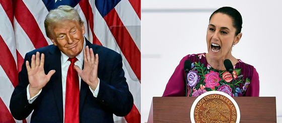 米国のドナルド・トランプ大統領とメキシコのクラウディア・シェインバウム大統領。［写真　ＡＦＰ＝聯合ニュース］