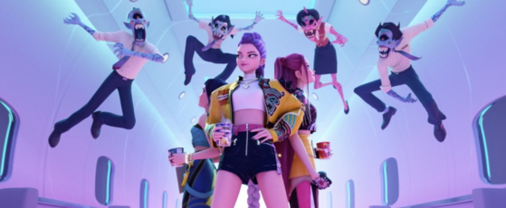 ネットフリックスのアニメーション『Ｋ－ＰＯＰガールズ！デーモン・ハンターズ』のワンシーン。［写真　ネットフリックス］