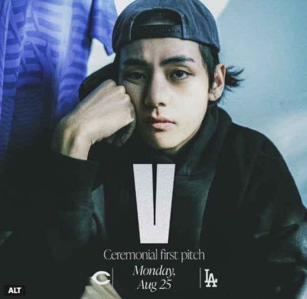 ＢＴＳのＶ［写真　ＬＡドジャースのＳＮＳ］