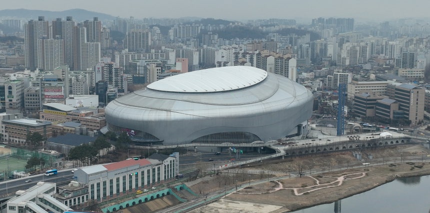 今年３月２日に撮影されたソウル高尺スカイドーム。［写真　聯合ニュース］