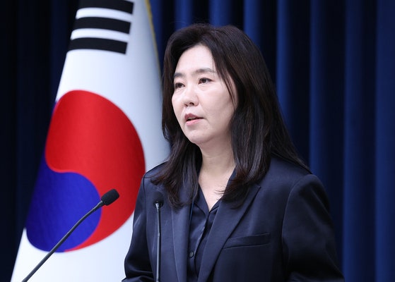 姜由楨報道官が2日に大統領室で国連総会出席と関連し会見している。［写真 大統領室］