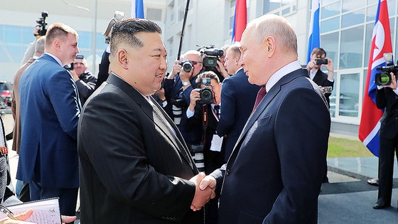 2023年にロシアを訪問した北朝鮮の金正恩（キム・ジョンウン）国務委員長がロシアのウラジーミル・プーチン大統領と会談を行った。［写真　聯合ニュース］