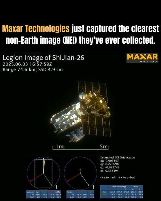  米商業用衛星が撮影した中国の実践26衛星。［フェイスブック キャプチャー］