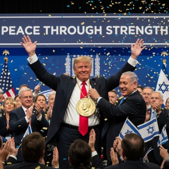   ノーベル賞メダルを首にかけたトランプ大統領の姿を合成した写真［X（旧ツイッター） キャプチャー］