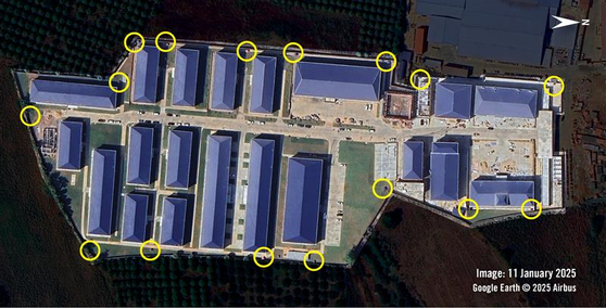   カンボジアの詐欺施設建物および監視哨所と疑われる場所 ［資料 国際アムネスティ］
