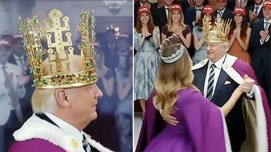 新羅の金冠をかぶったドナルド・トランプ米大統領の合成画像。［コミュニティ　キャプチャー］