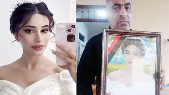 肩の出るドレスを着た19歳の花嫁の姿。［写真　デイリーメール］