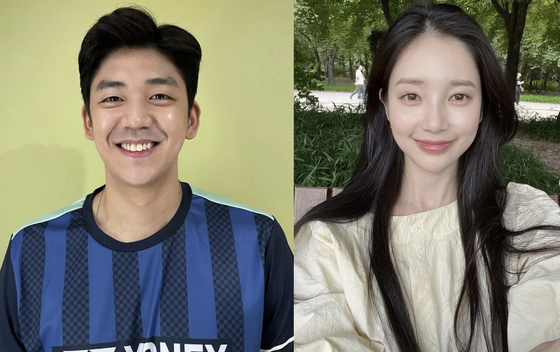 バドミントン元韓国代表の李龍大（イ・ヨンデ、左）と、ガールズグループAPRIL（エイプリル）の元メンバーで現在女優として活動中のユン・チェギョン。［インスタグラム キャプチャー］