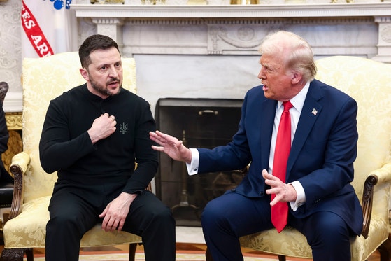 ことし2月、ゼレンスキー大統領は米国ホワイトハウスでトランプ大統領と会談した。［UPI＝聯合ニュース］