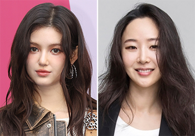 NewJeans（ニュージーンズ）のメンバーのダニエル（左）とADOR（アドア）のミン・ヒジン前代表。