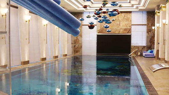 FBKの報告書に登場する、プーチン大統領の「超豪華別荘」内のプール施設。［ホームページ　キャプチャー］